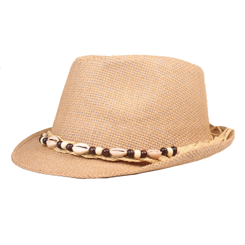 Mens Shell Beach Sun Straw Trilby Hat's application