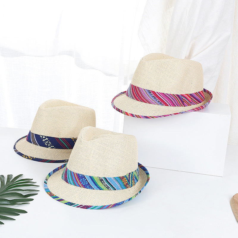 Cheap Ethnic Summer Breathable Straw Trilby Hat