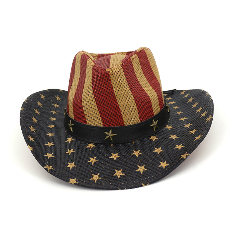 Flag Print Cowboy Straw Hat