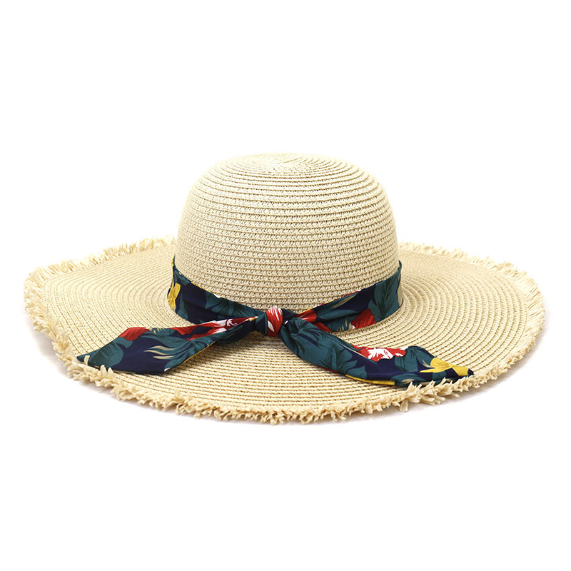 Lady's Vocation Upf Floppy Straw Hat with Scraf