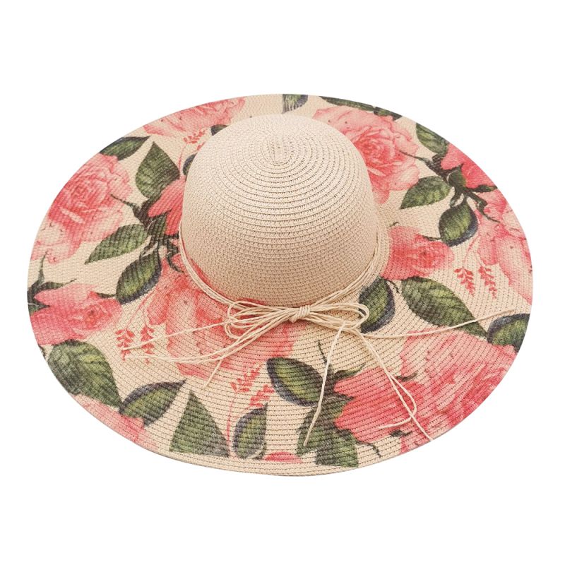 OEM custom flora print straw hat