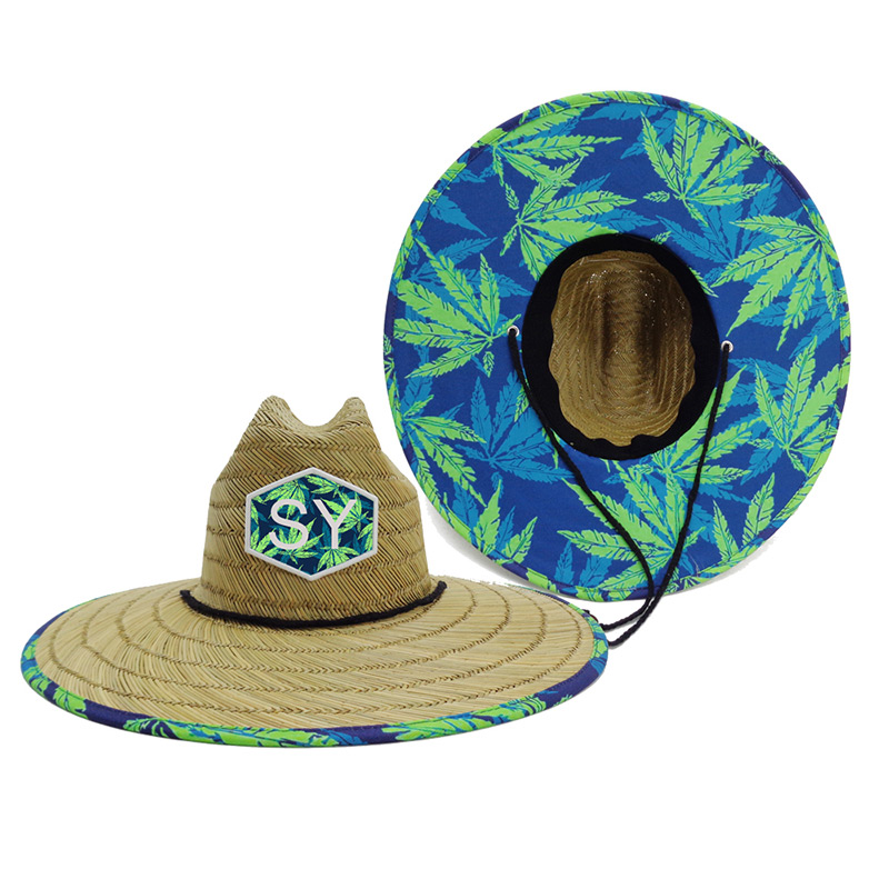 Palm Leaf Print Straw Hat